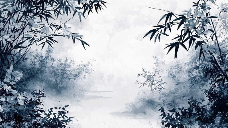 高清大图下载【趣麦麦图】水墨竹林意境图