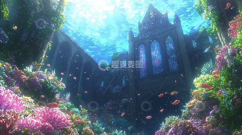 高清大图下载【趣麦麦图】海底哥特式建筑