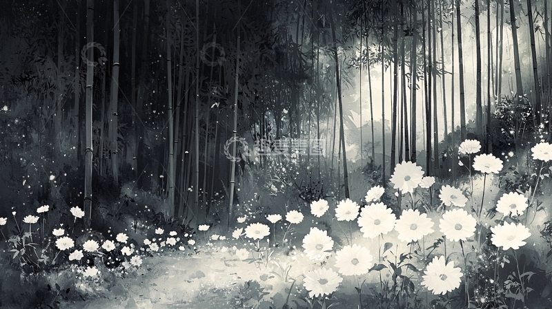 高清大图下载【趣麦麦图】黑白森林小路