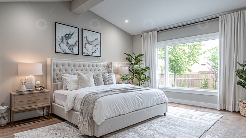 高清大图下载【趣麦麦图】现代简约灰色卧室