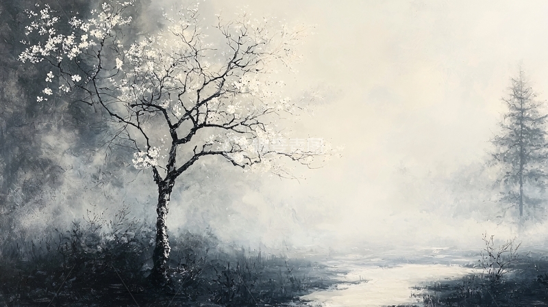 高清大图下载【趣麦麦图】雾中树影