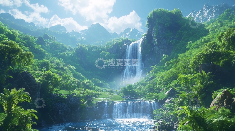高清大图下载【趣麦麦图】山间瀑布