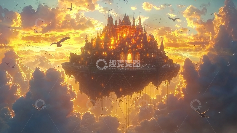 高清大图下载【趣麦麦图】燃烧的空中城堡