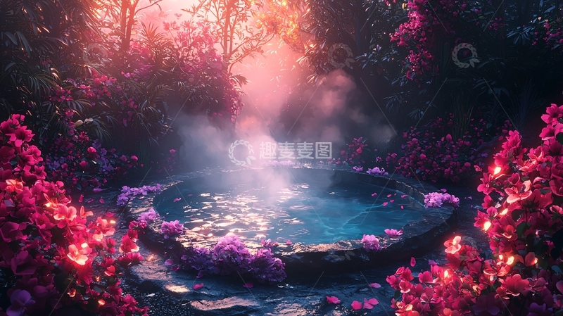 高清大图下载【趣麦麦图】梦幻森林温泉