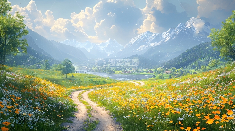 高清大图下载【趣麦麦图】山间小路蜿蜒通向远方