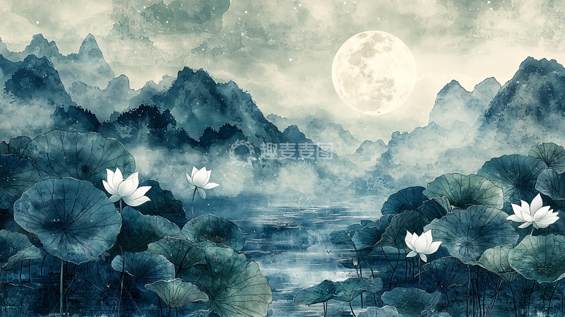 高清大图下载【趣麦麦图】水墨山水画938