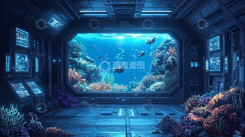 高清大图下载【趣麦麦图】太空舱海底景观