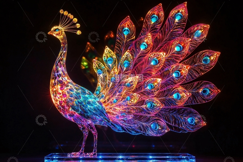 高清大图下载【趣麦麦图】彩色水晶孔雀