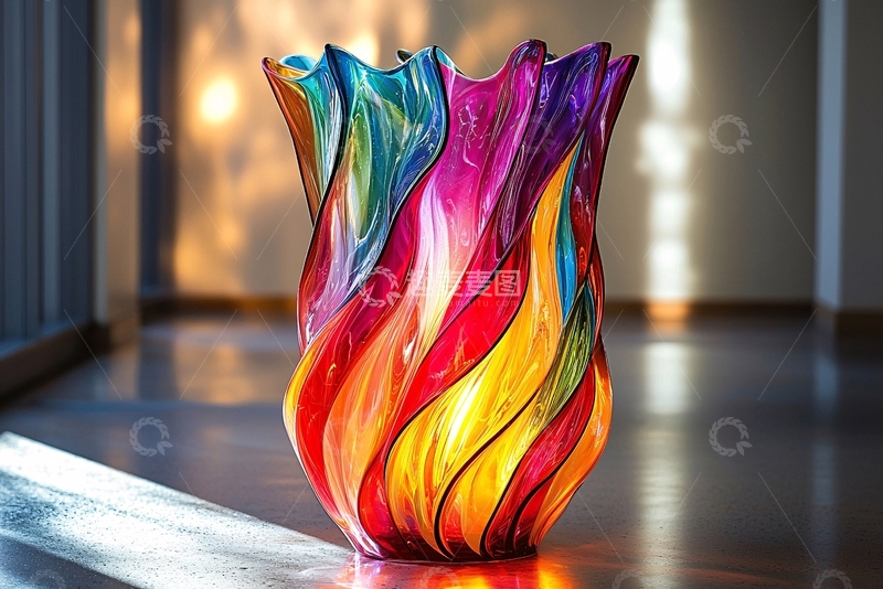 高清大图下载【趣麦麦图】彩色玻璃花瓶