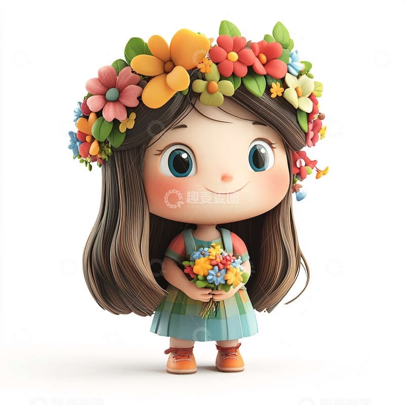 高清大图下载【趣麦麦图】花环女孩