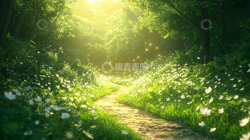 高清大图下载【趣麦麦图】阳光森林小路
