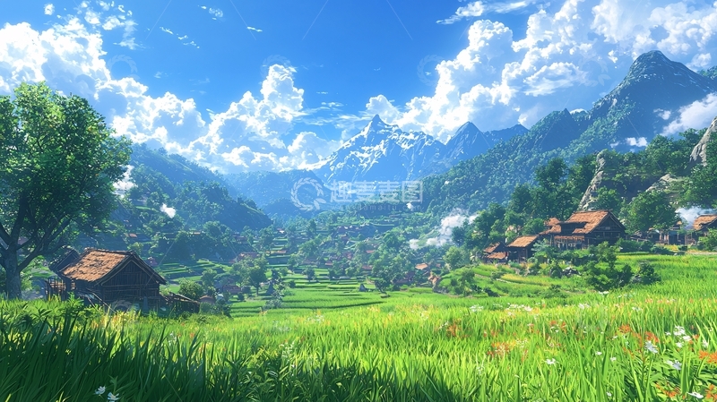 高清大图下载【趣麦麦图】山谷田园风光