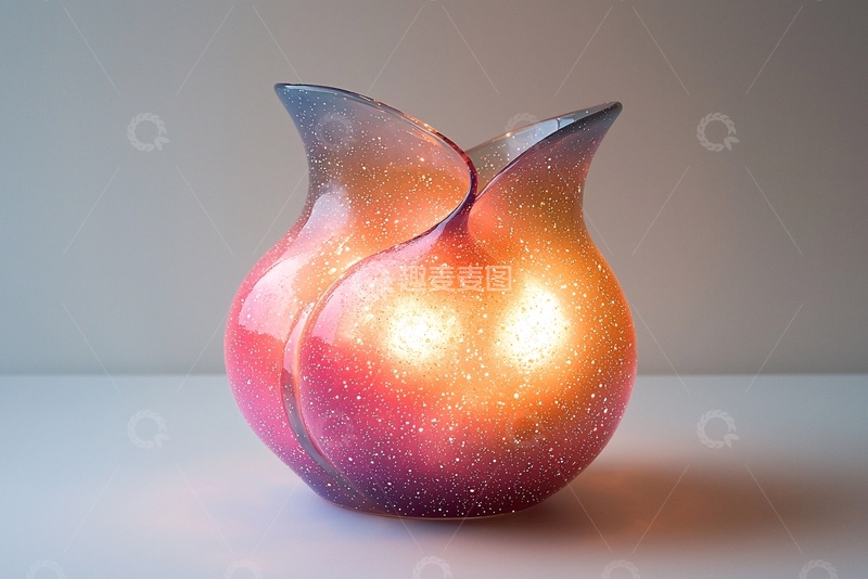 高清大图下载【趣麦麦图】花朵形状渐变色玻璃花瓶