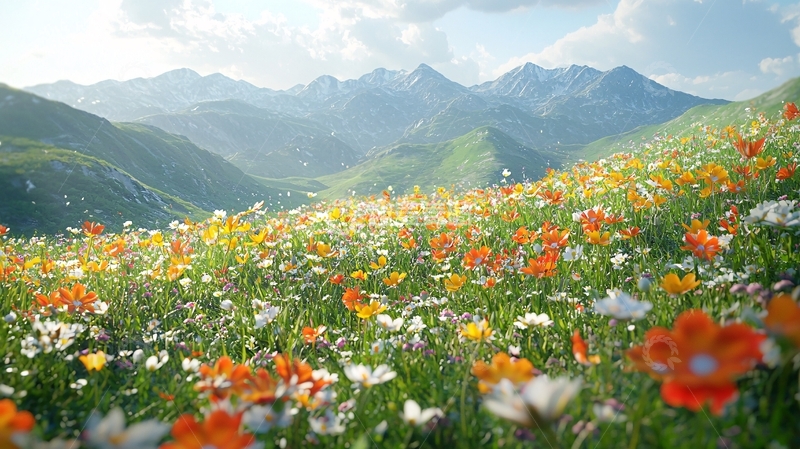 高清大图下载【趣麦麦图】山峦花海