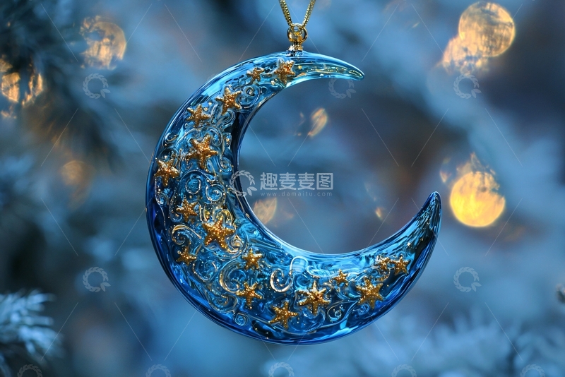 蓝色新月装饰