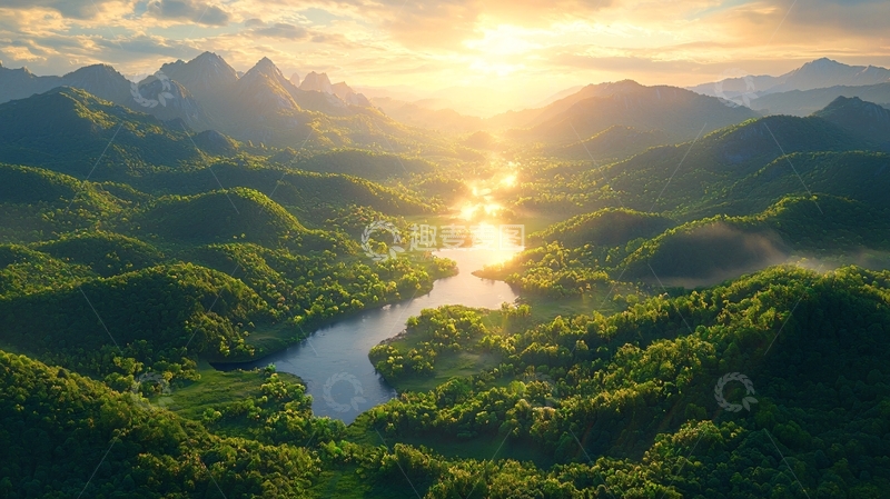 高清大图下载【趣麦麦图】日出山河壮丽景色
