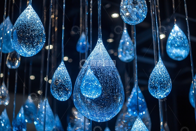 高清大图下载【趣麦麦图】蓝色水滴艺术装置