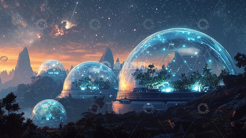 高清大图下载【趣麦麦图】星空下的未来都市