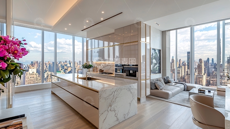 高清大图下载【趣麦麦图】高端公寓厨房景观