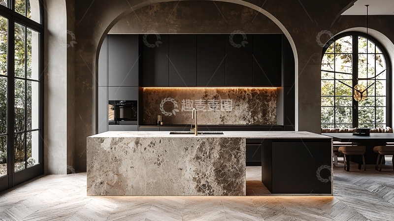 高清大图下载【趣麦麦图】现代极简灰色系厨房