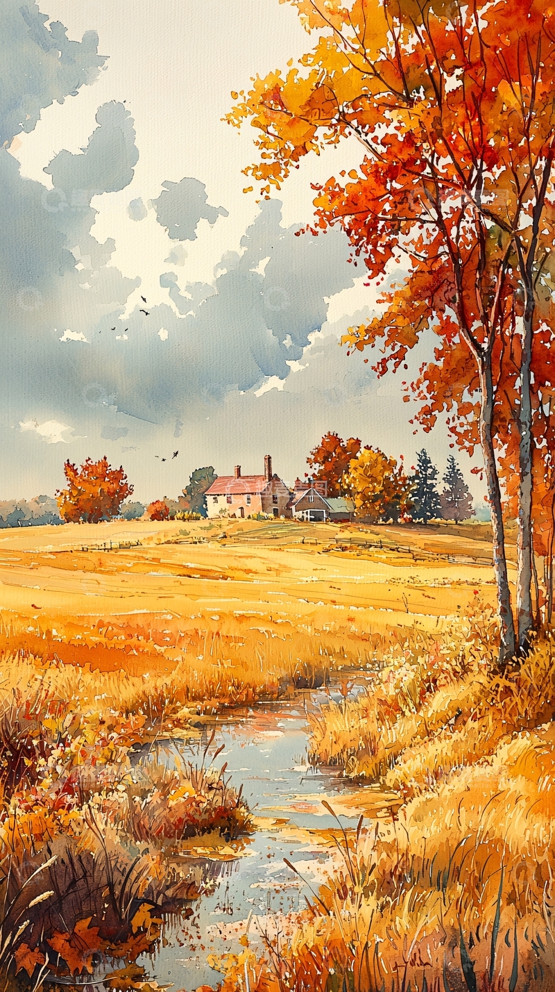 高清大图下载【趣麦麦图】秋日田园风景画