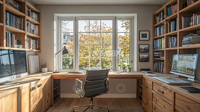 高清大图下载【趣麦麦图】明亮舒适的书房工作空间