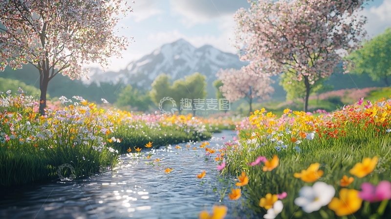 高清大图下载【趣麦麦图】春日溪流