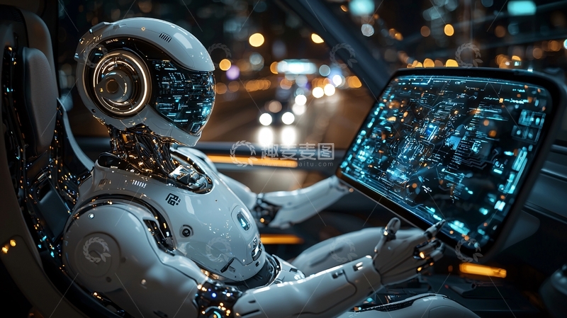 高清大图下载【趣麦麦图】未来科技感机器人驾驶