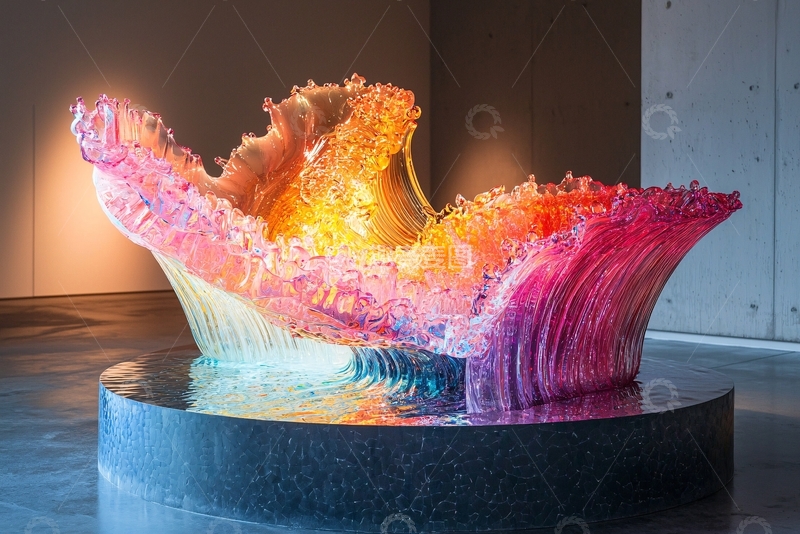 高清大图下载【趣麦麦图】彩色玻璃雕塑