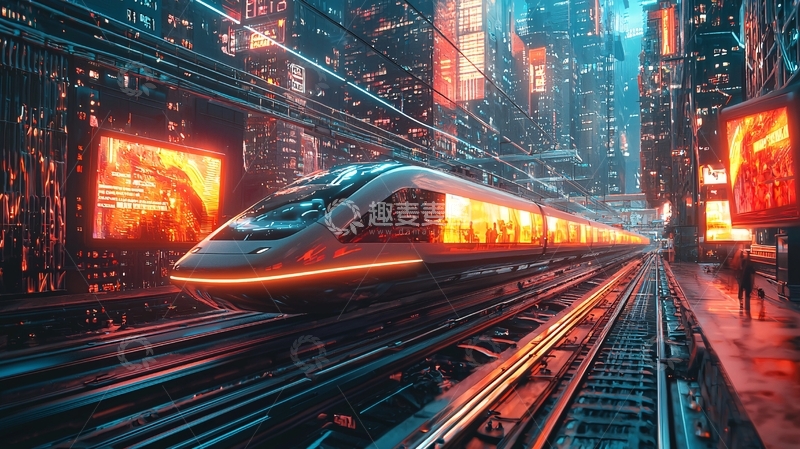 高清大图下载【趣麦麦图】未来都市列车