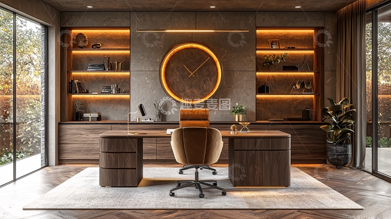 高清大图下载【趣麦麦图】现代简约高端大气书房