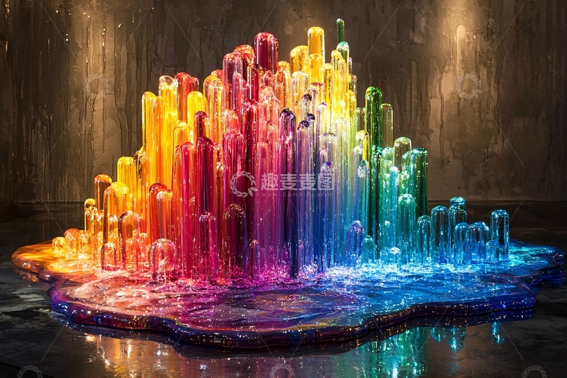 高清大图下载【趣麦麦图】彩虹玻璃雕塑