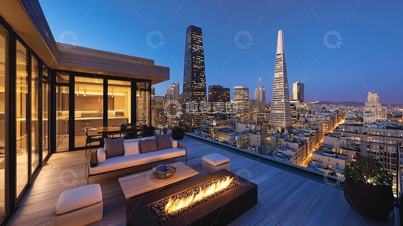 高清大图下载【趣麦麦图】高端公寓露台夜景