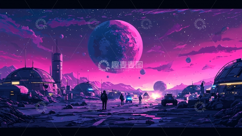高清大图下载【趣麦麦图】太空科幻城市