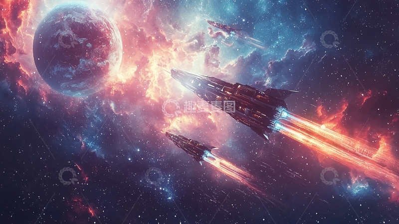 高清大图下载【趣麦麦图】宇宙飞船太空大战