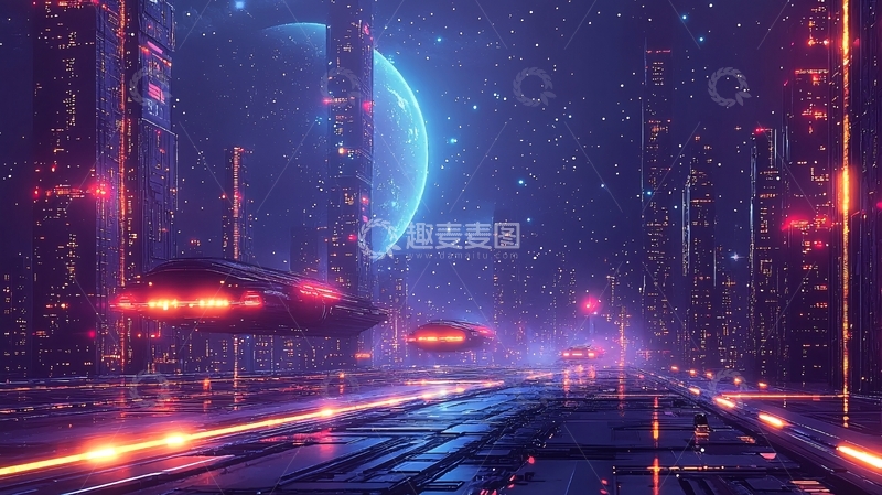 高清大图下载【趣麦麦图】未来都市夜景355