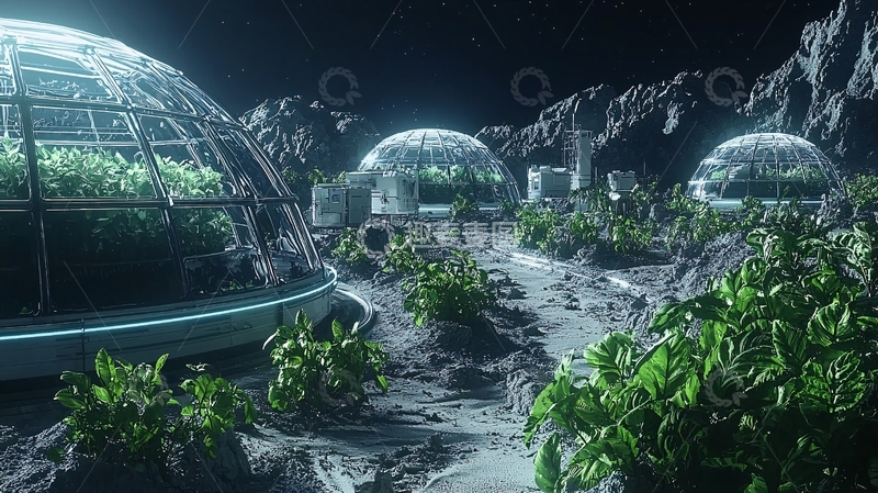 高清大图下载【趣麦麦图】月球基地植物种植