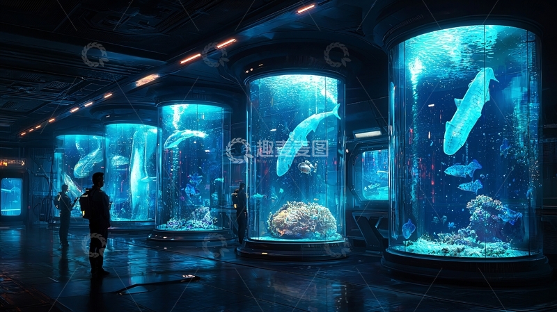 高清大图下载【趣麦麦图】巨型水族馆科幻场景