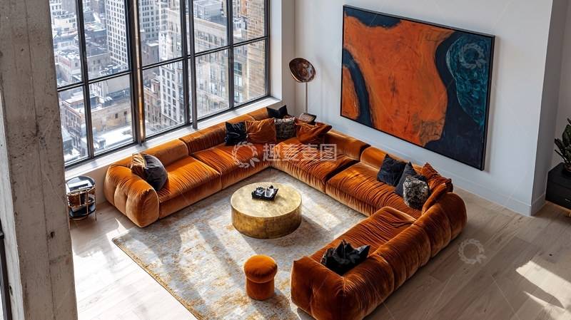高清大图下载【趣麦麦图】高层公寓客厅全景