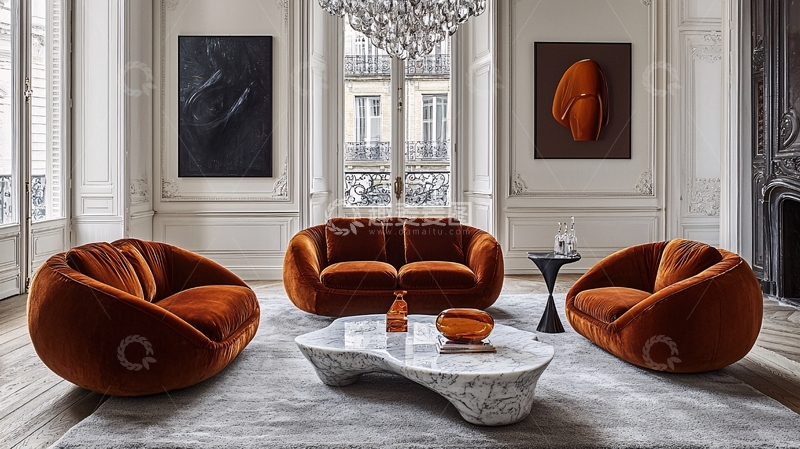 高清大图下载【趣麦麦图】法式轻奢客厅家居