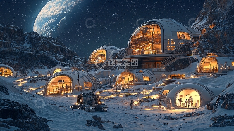 高清大图下载【趣麦麦图】月球基地夜景