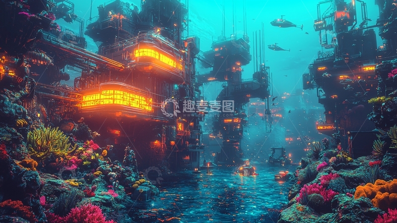 高清大图下载【趣麦麦图】海底城市