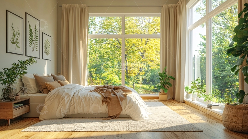 高清大图下载【趣麦麦图】阳光洒进卧室的温馨画面