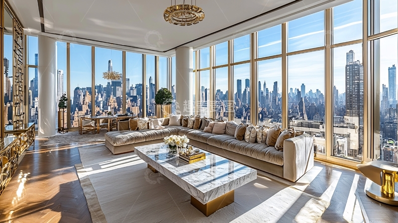 高清大图下载【趣麦麦图】奢华公寓全景落地窗