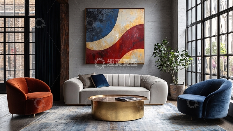 高清大图下载【趣麦麦图】现代抽象艺术客厅装饰