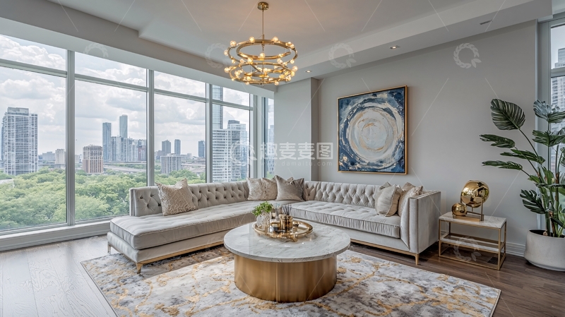 高清大图下载【趣麦麦图】现代轻奢公寓客厅
