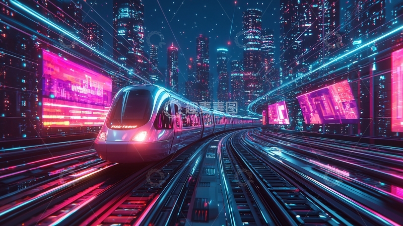 高清大图下载【趣麦麦图】未来科技感城市列车