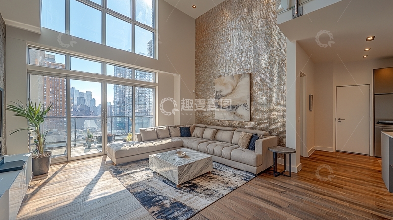 高清大图下载【趣麦麦图】现代简约高层公寓客厅