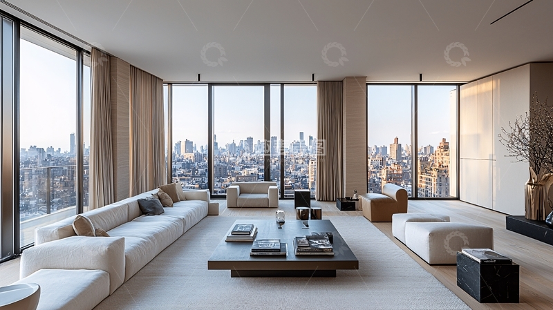 高清大图下载【趣麦麦图】极简风现代公寓客厅
