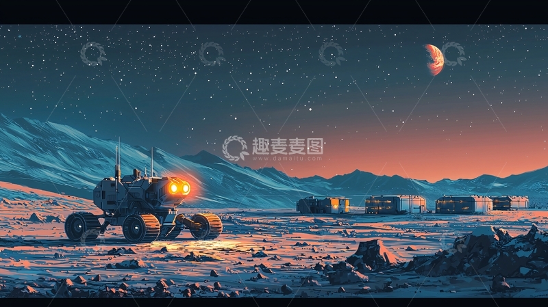 高清大图下载【趣麦麦图】月球基地夜景